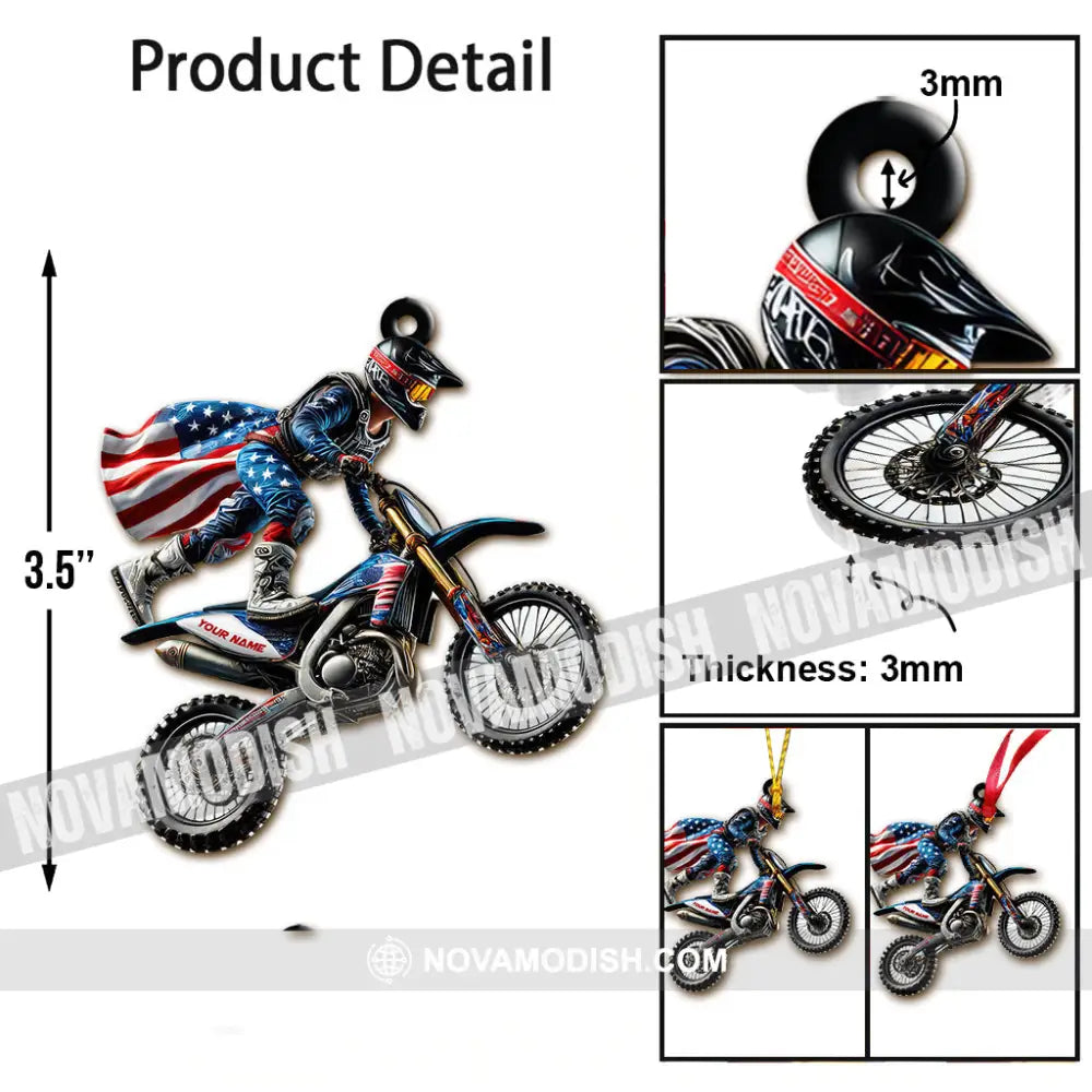 Custom Name American Motocross Ornament Christmas Gift