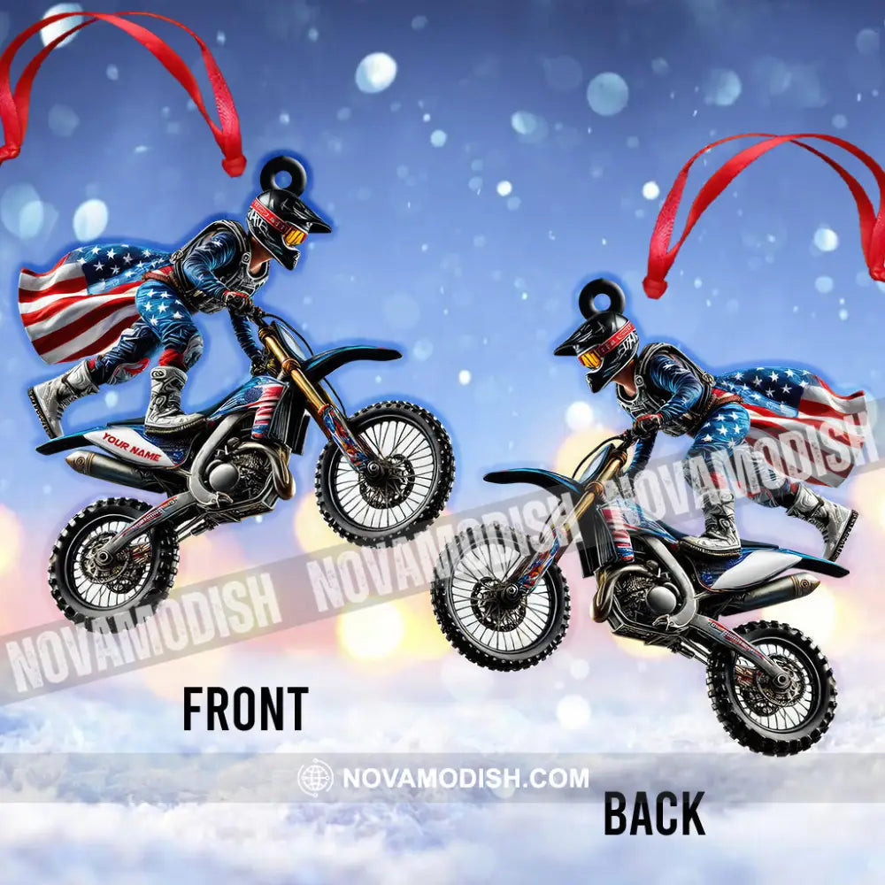 Custom Name American Motocross Ornament Christmas Gift