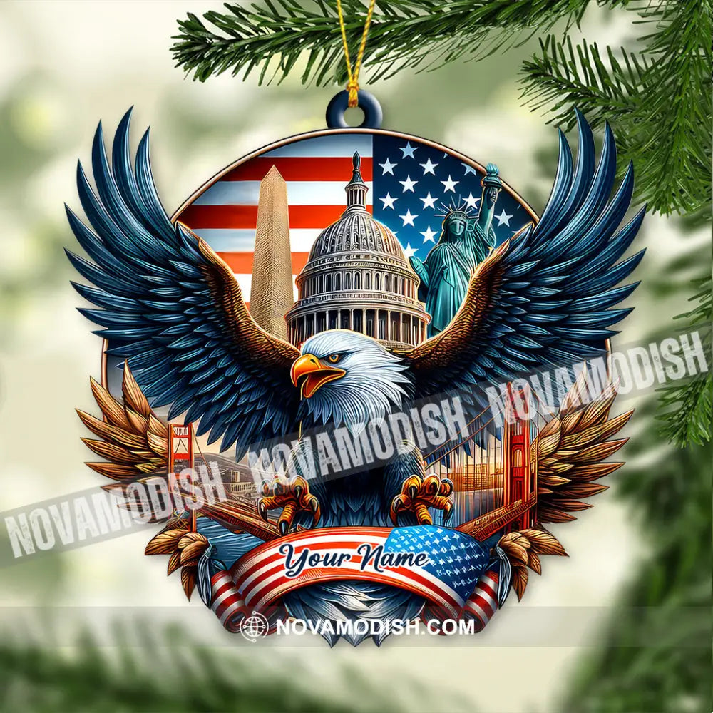 Custom Name American Ornament Christmas Gift For Lover 3.54’’ / 1