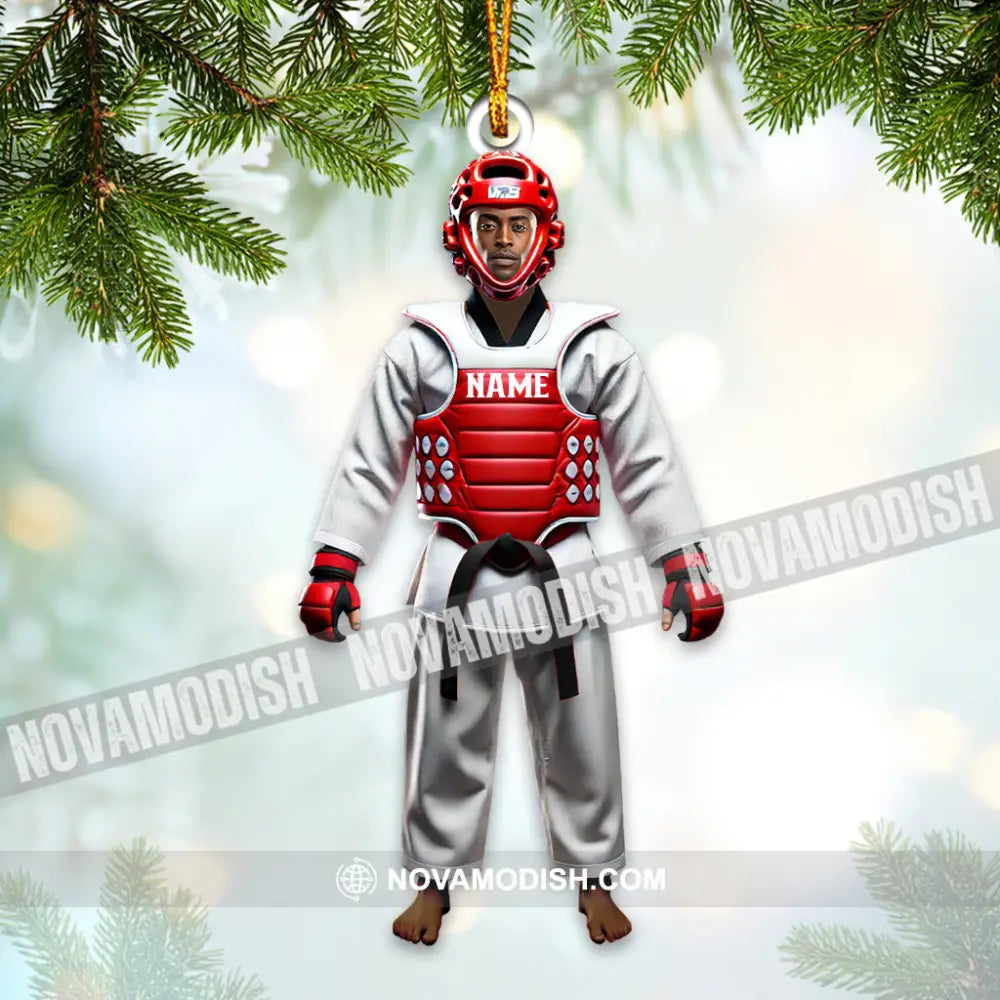 Custom Name And Face Taekwondo Ornament Christmas Gift 3.54’’ / 1