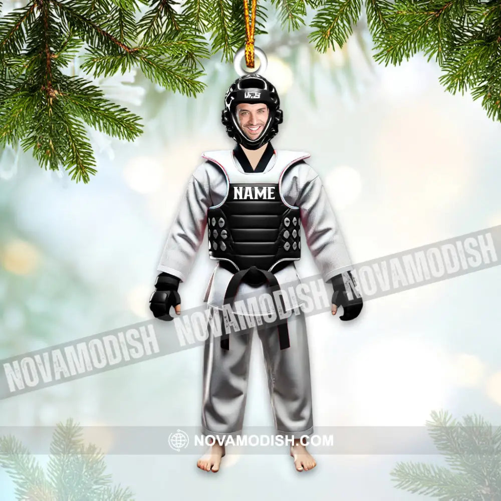 Custom Name And Face Taekwondo Ornament Christmas Gift