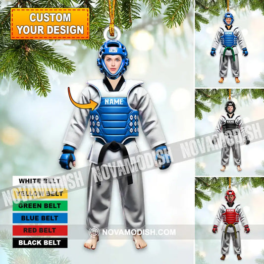 Custom Name And Face Taekwondo Ornament Christmas Gift