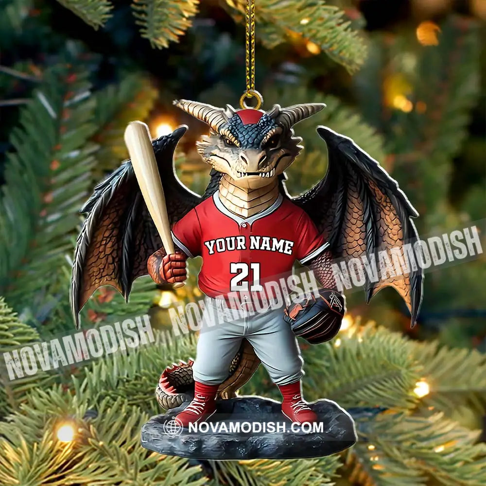 Custom Name And Number Baseball Dragon Ornament Christmas Gift For Lover 3.54’’ / 1