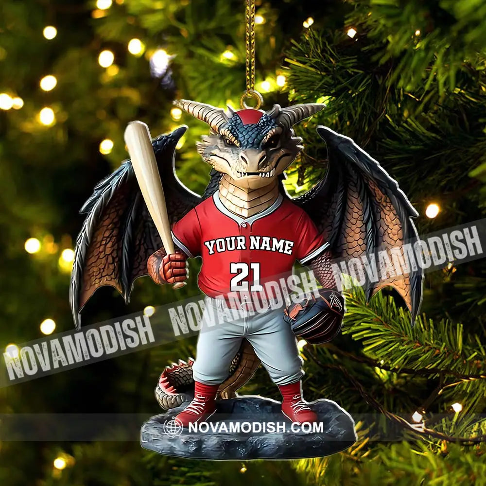 Custom Name And Number Baseball Dragon Ornament Christmas Gift For Lover