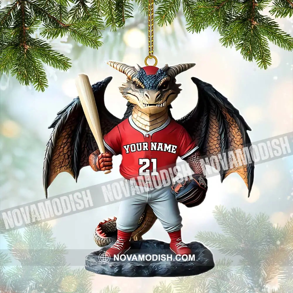 Custom Name And Number Baseball Dragon Ornament Christmas Gift For Lover