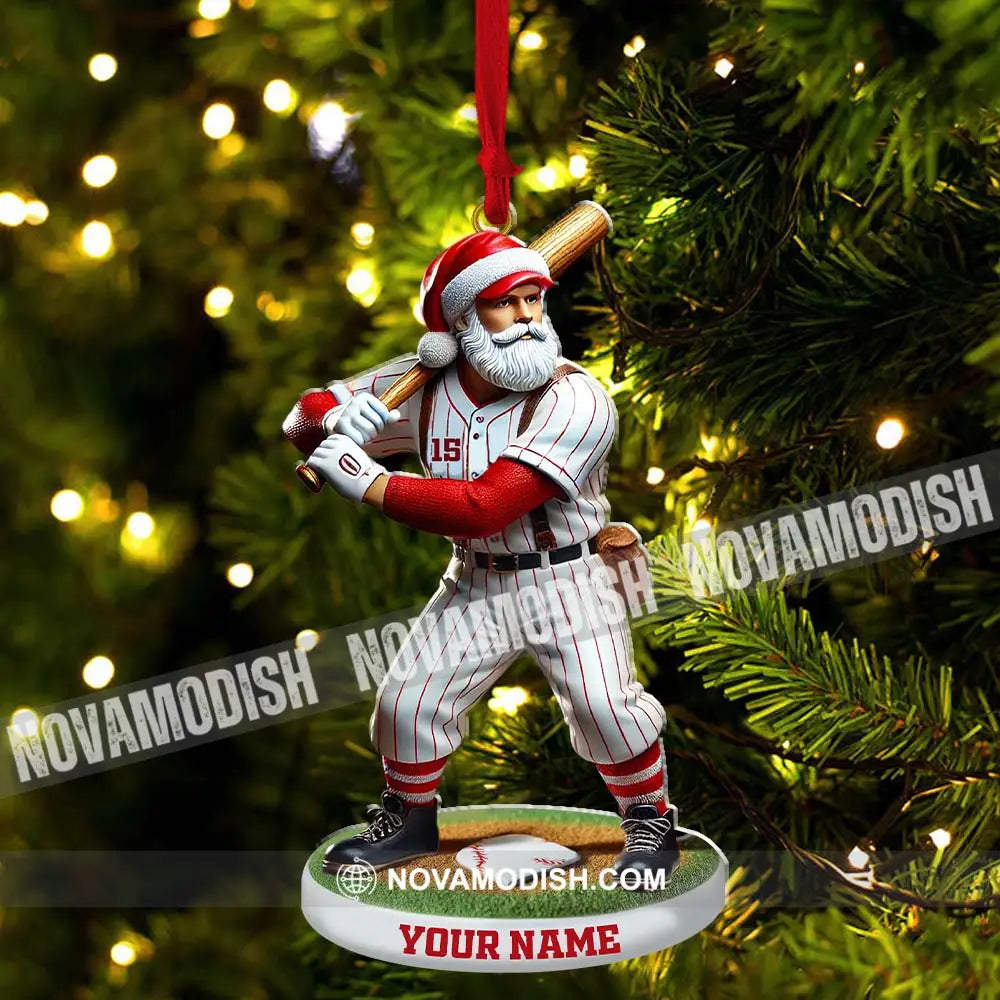 Custom Name And Number Baseball Ornament Christmas Gift