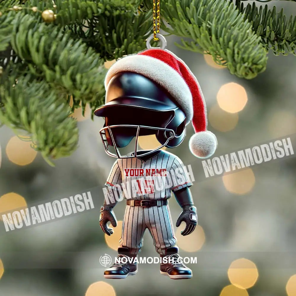 Custom Name And Number Baseball Ornament Lover Christmas Gift 3.54’’ / 1