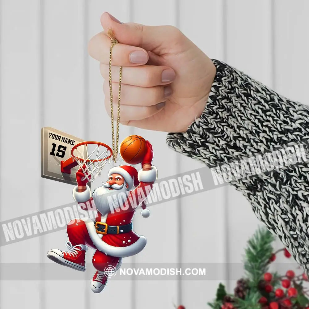 Custom Name And Number Basketball Santa Ornament Lover Christmas Gift