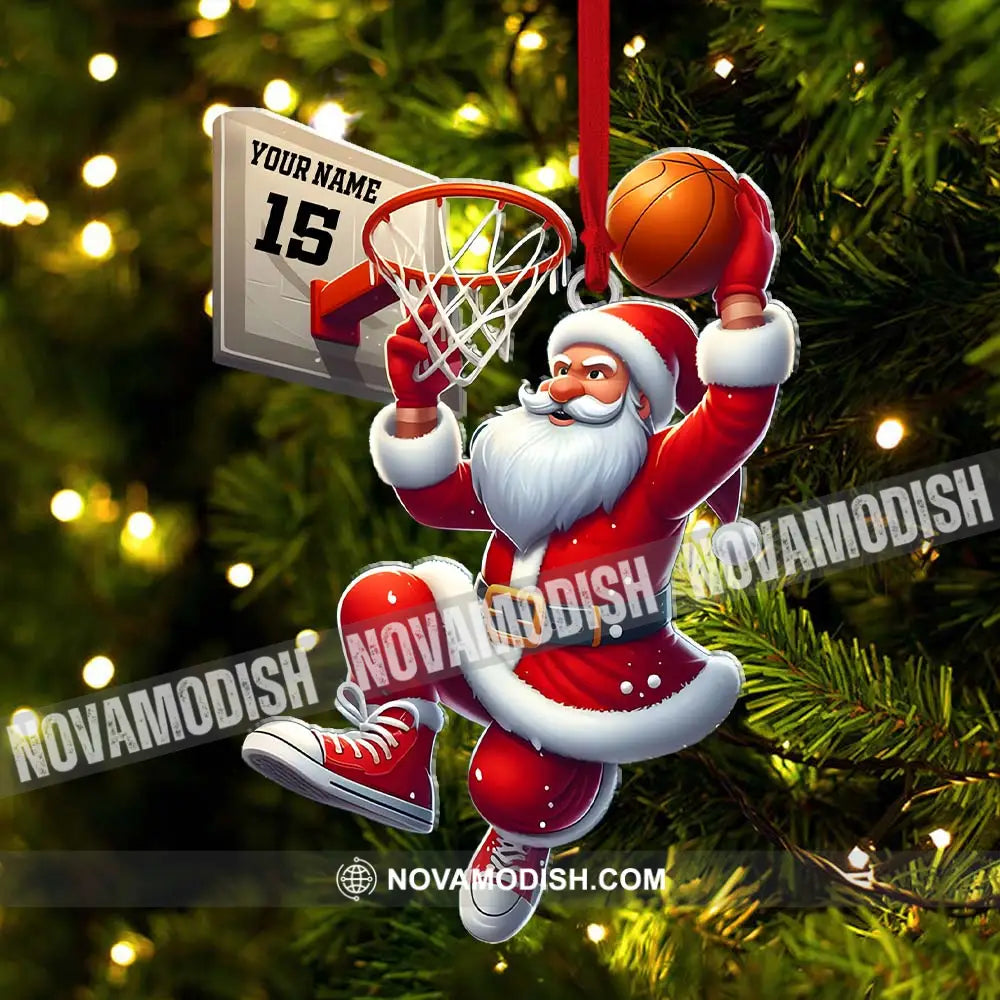 Custom Name And Number Basketball Santa Ornament Lover Christmas Gift