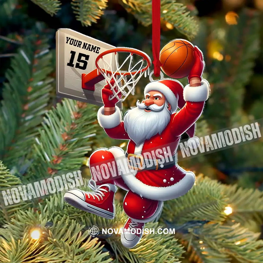 Custom Name And Number Basketball Santa Ornament Lover Christmas Gift