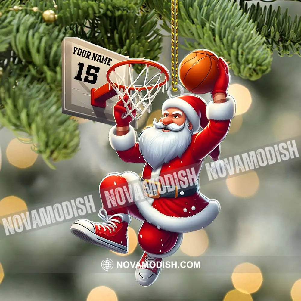 Custom Name And Number Basketball Santa Ornament Lover Christmas Gift