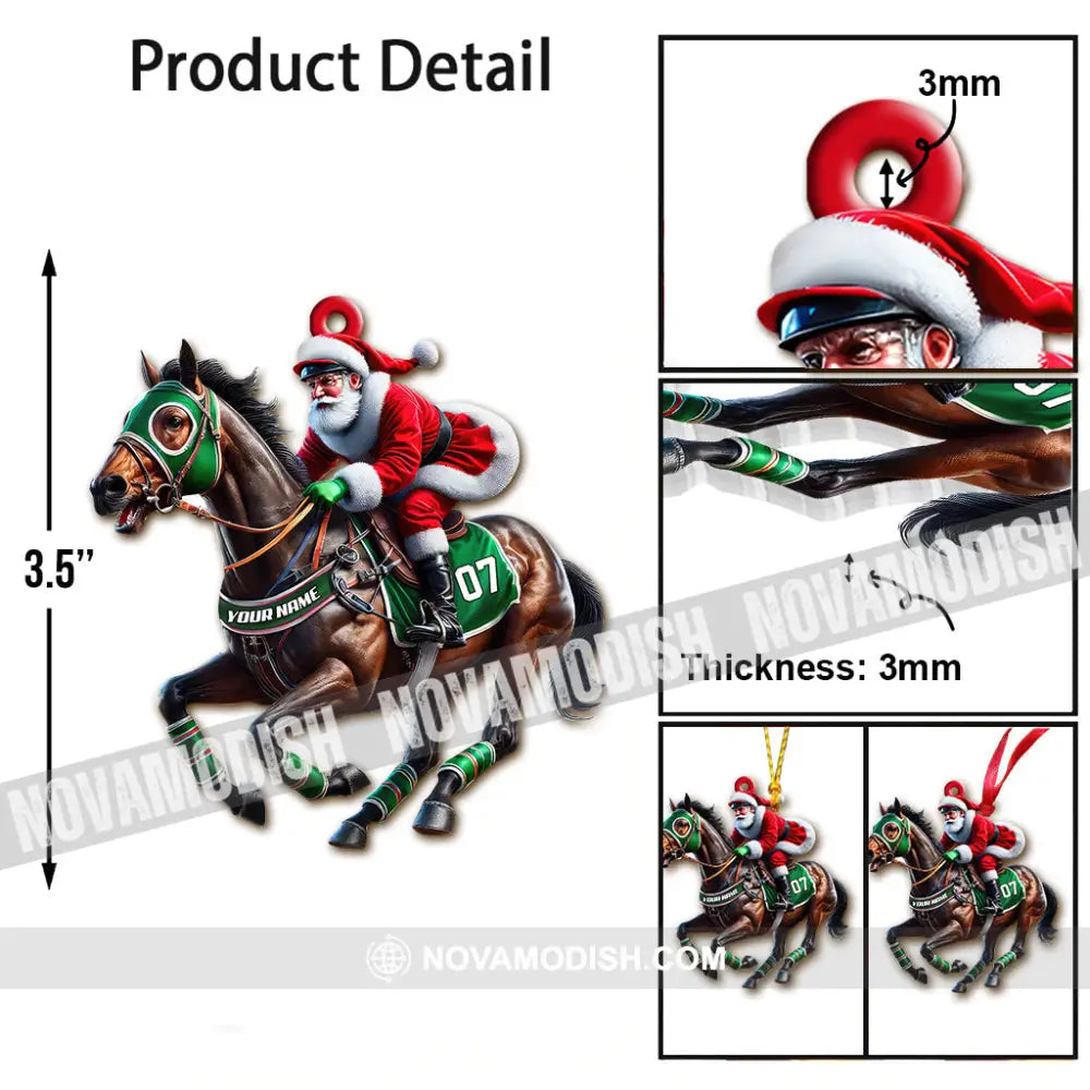 Custom Name And Number Horse Racing Ornament Christmas Gift