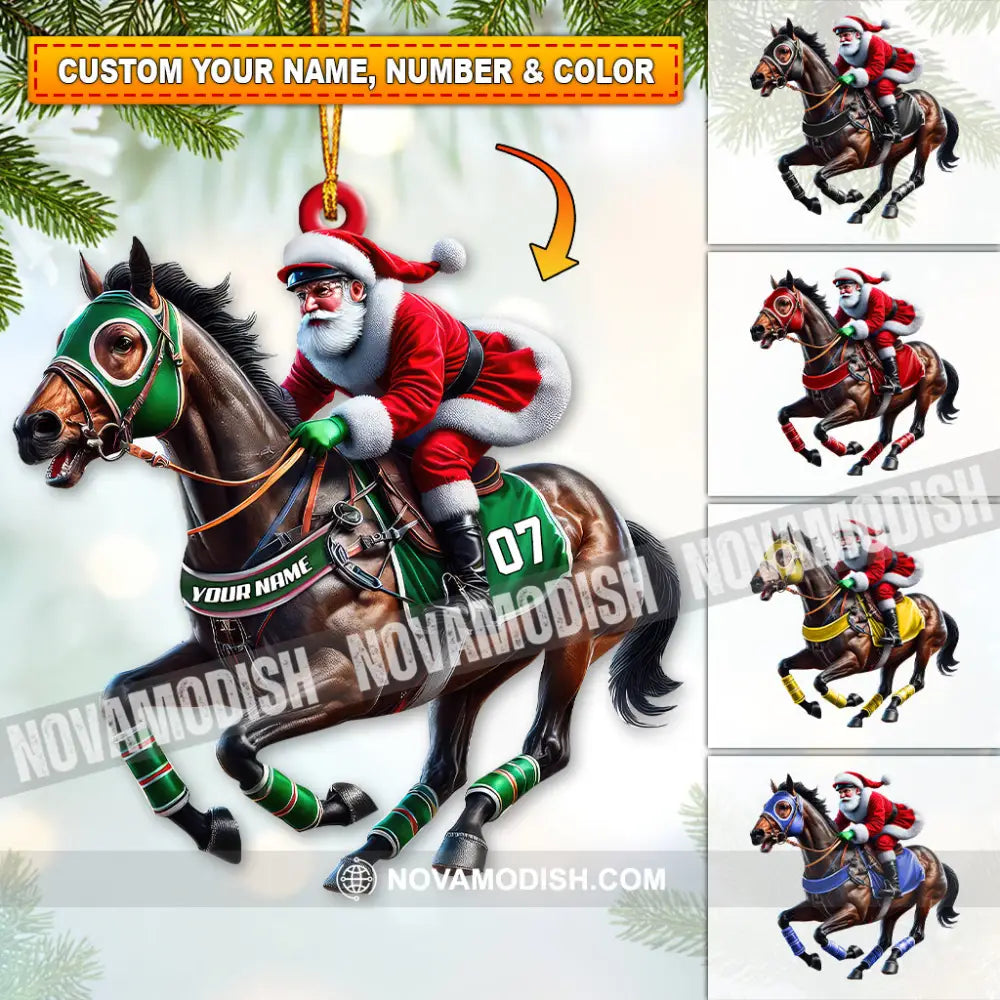 Custom Name And Number Horse Racing Ornament Christmas Gift