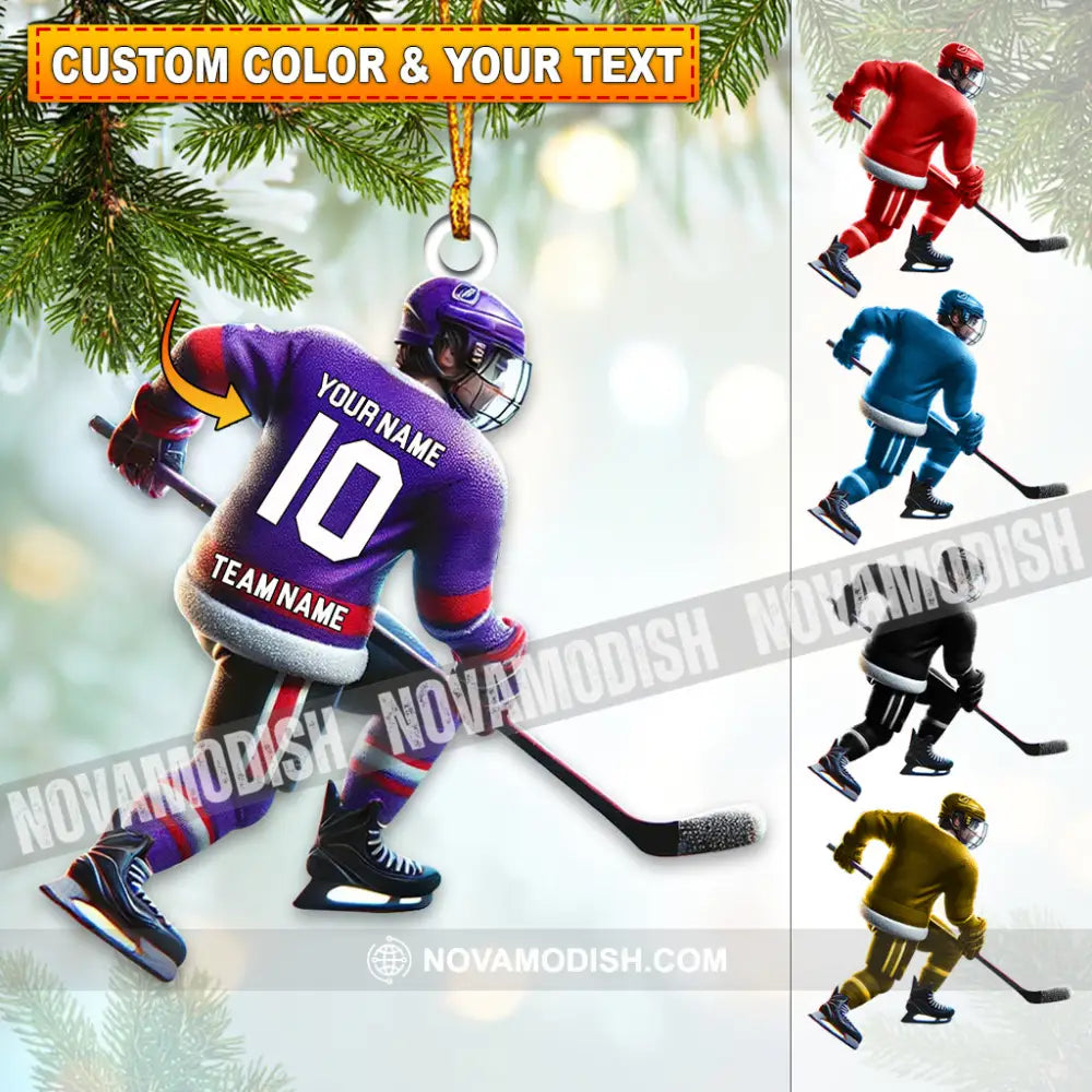 Custom Name And Number Ice Hockey Ornament Christmas Gift Decoration