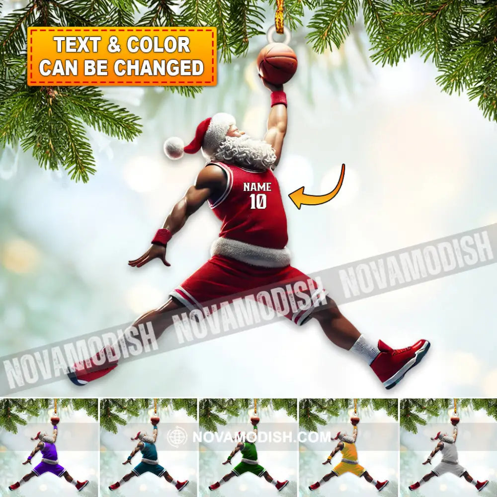 Custom Name And Number Santa Basketball Ornament Christmas Gift 3.54’’ / 1