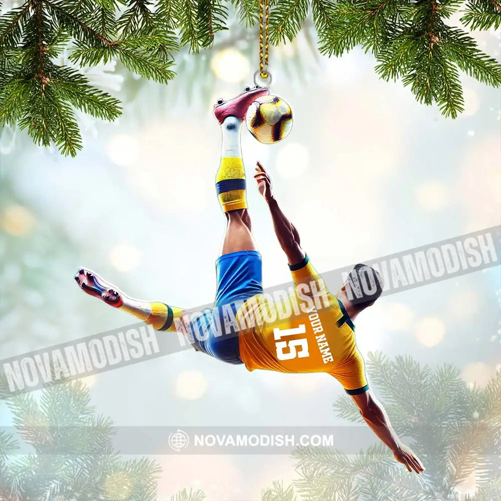 Custom Name And Number Soccer Ornament Christmas Gift 3.54’’ / 1