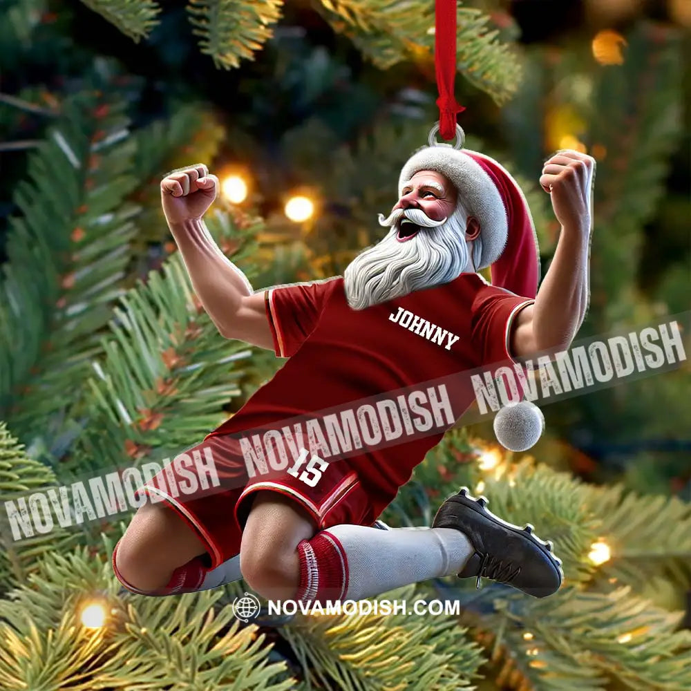 Custom Name And Number Soccer Santa Ornament Christmas Gift