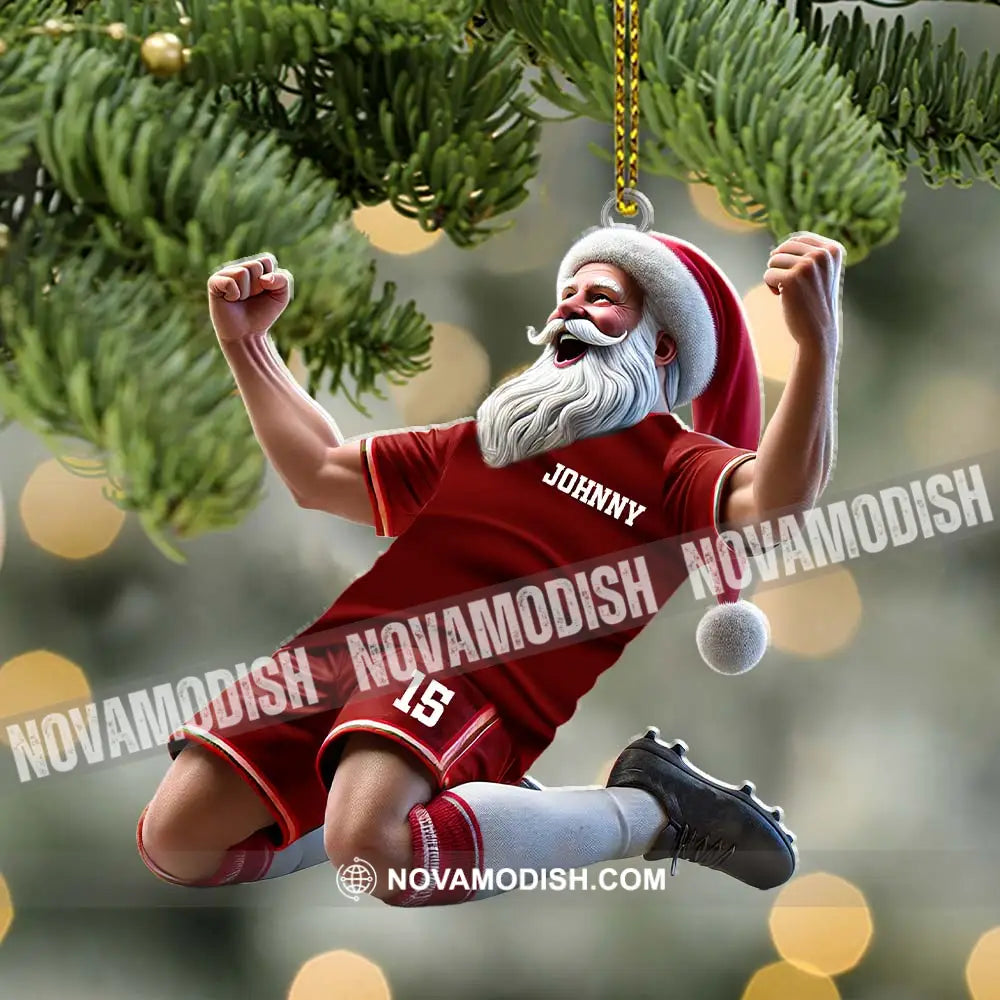 Custom Name And Number Soccer Santa Ornament Christmas Gift