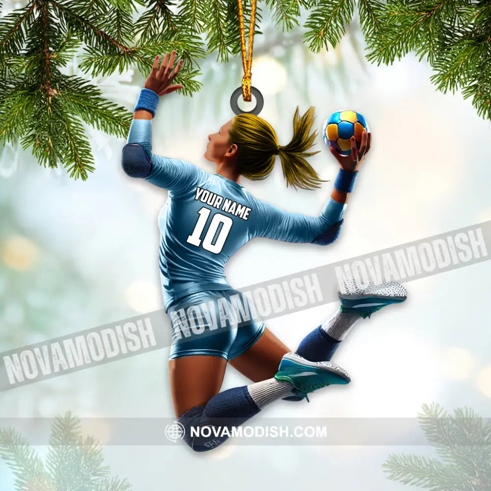 Custom Name And Number Woman Handball Ornament Christmas Gift Decoration