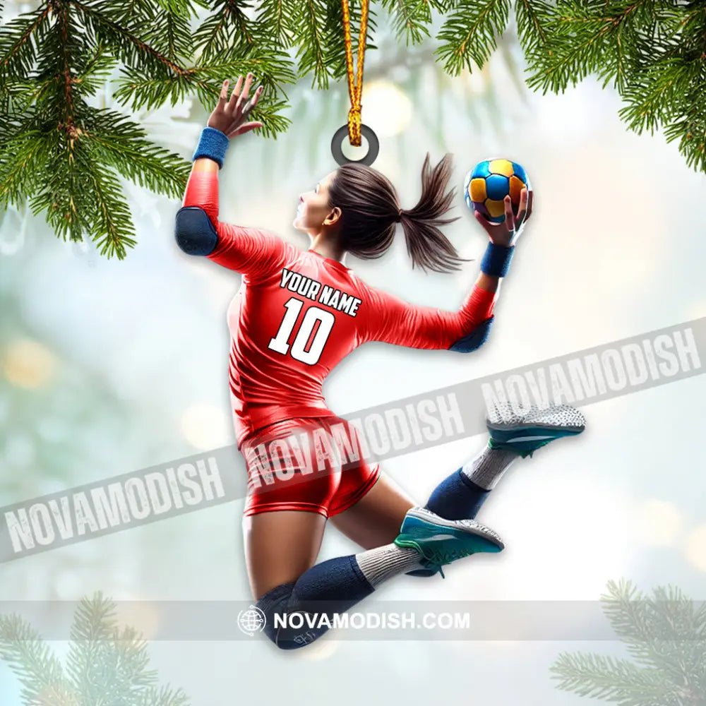 Custom Name And Number Woman Handball Ornament Christmas Gift Decoration