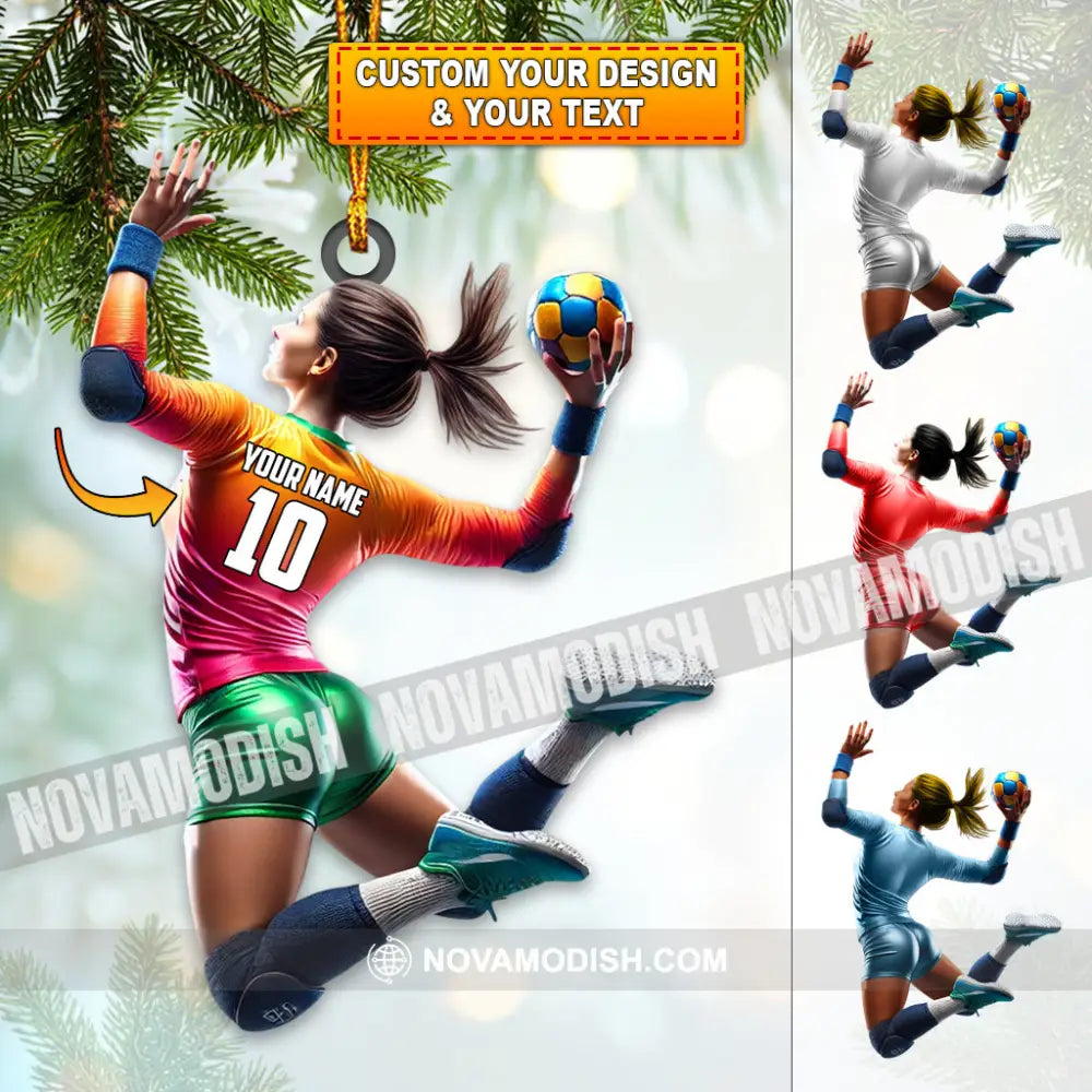 Custom Name And Number Woman Handball Ornament Christmas Gift Decoration