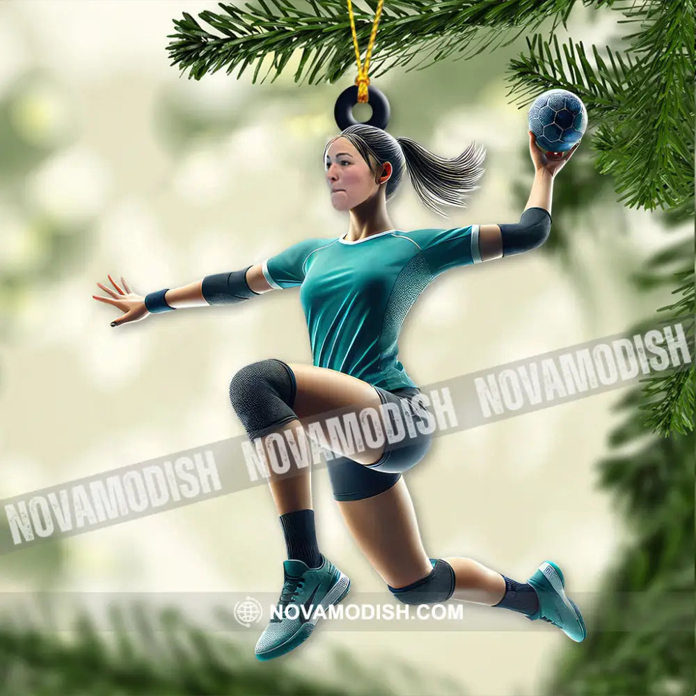 Custom Name And Number Woman Handball Ornament Lover Christmas Gift 3.54’’ / 1