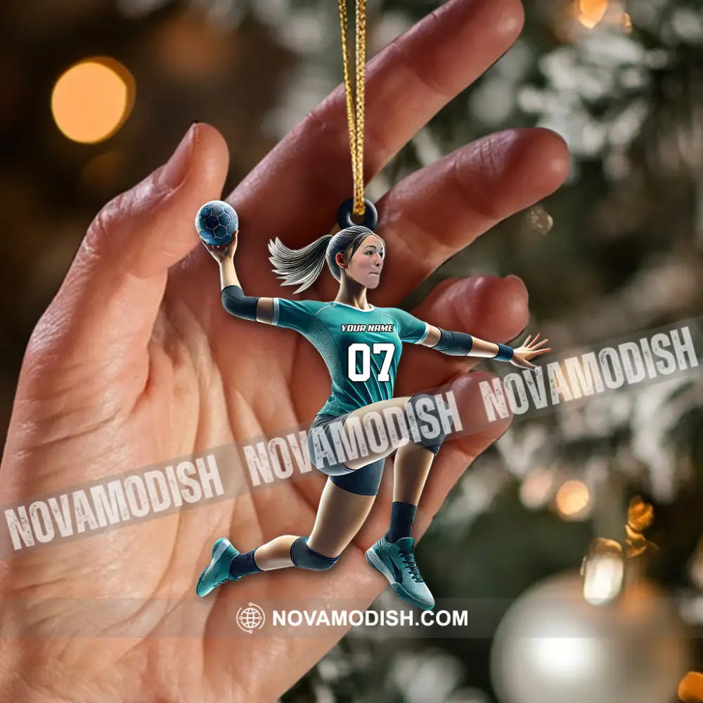 Custom Name And Number Woman Handball Ornament Lover Christmas Gift