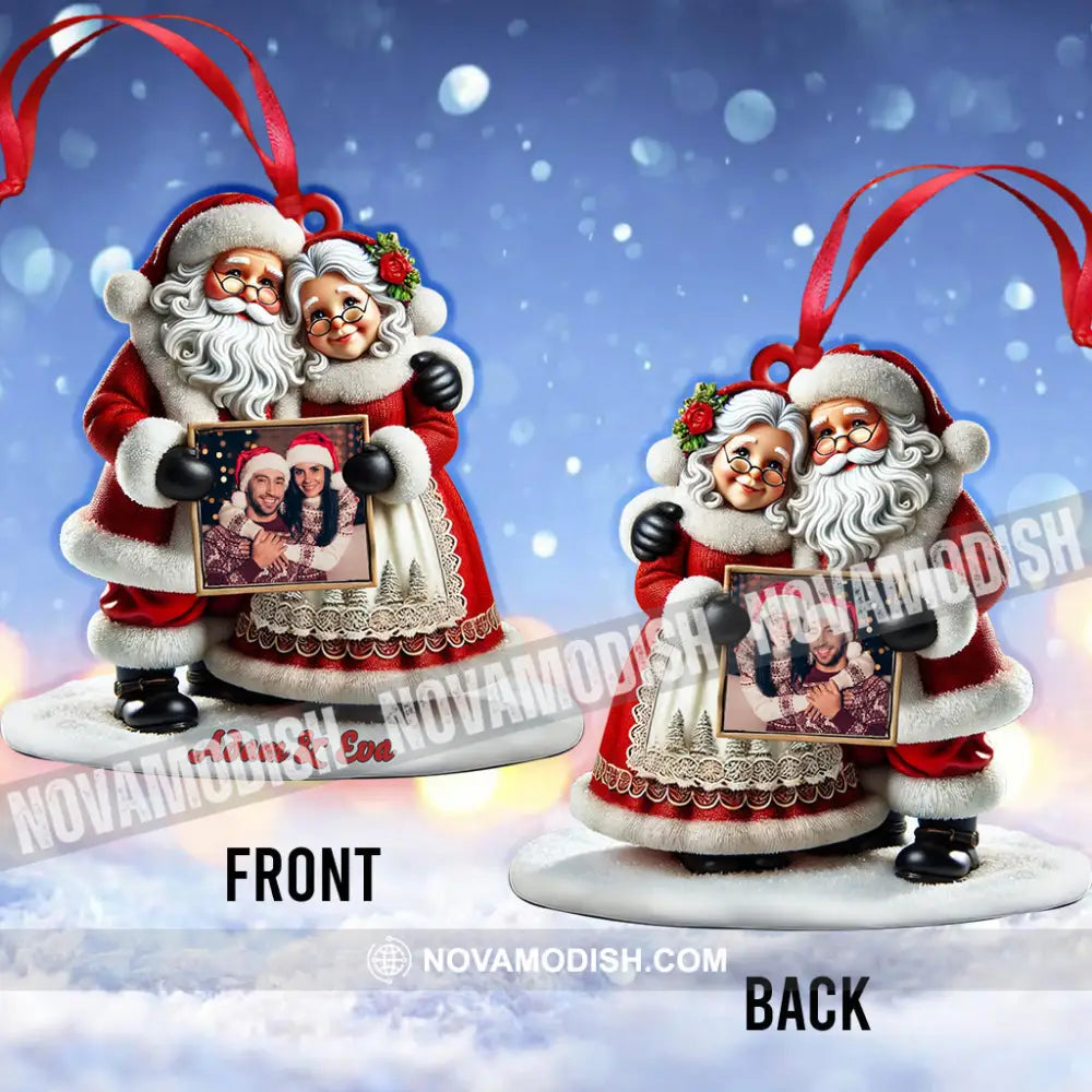 Custom Name And Photo Christmas Couple Ornament Gift