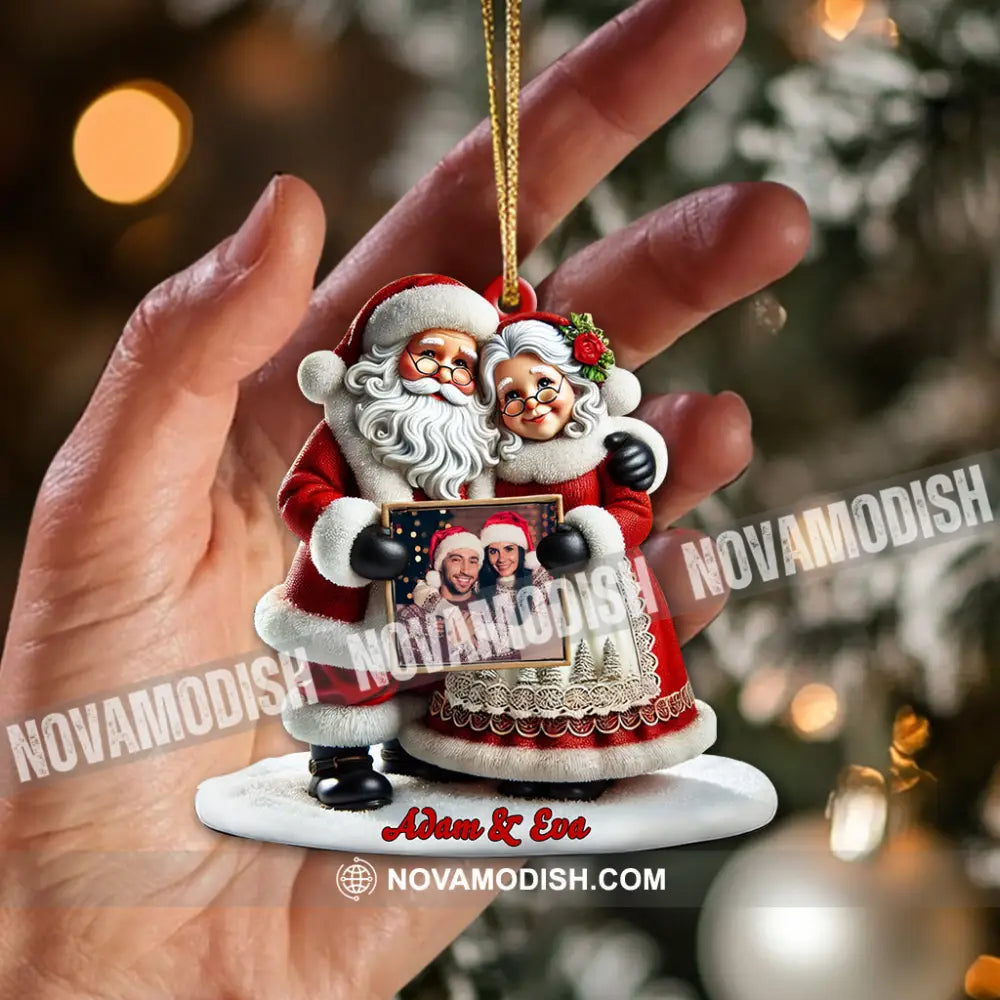 Custom Name And Photo Christmas Couple Ornament Gift