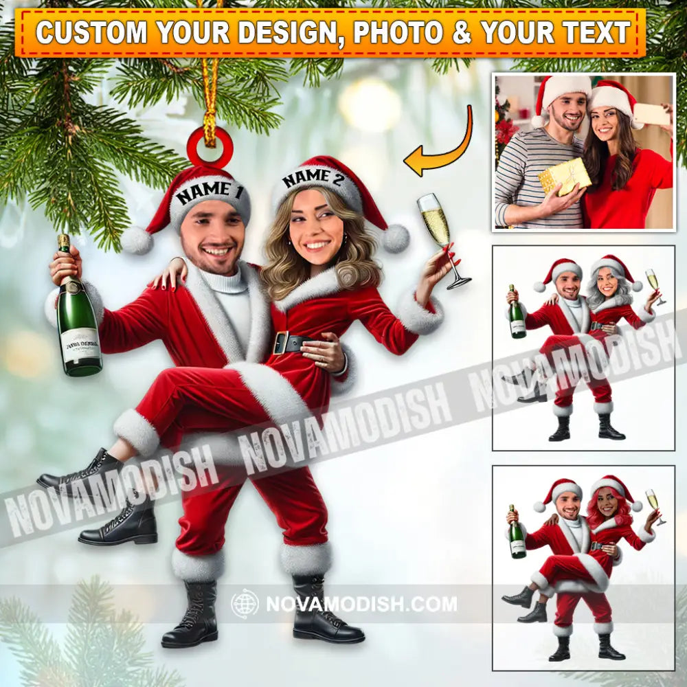 Custom Name And Photo Couple Ornament Christmas Gift