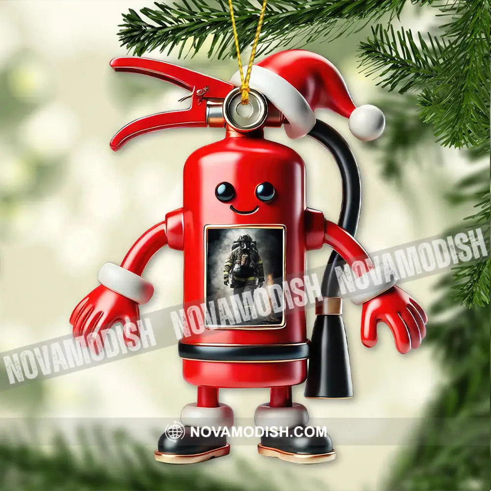 Custom Name And Photo Fire Fighter Ornament Christmas Gift 3.54’’ / 1