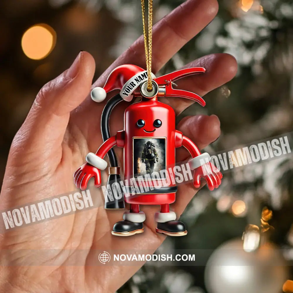 Custom Name And Photo Fire Fighter Ornament Christmas Gift