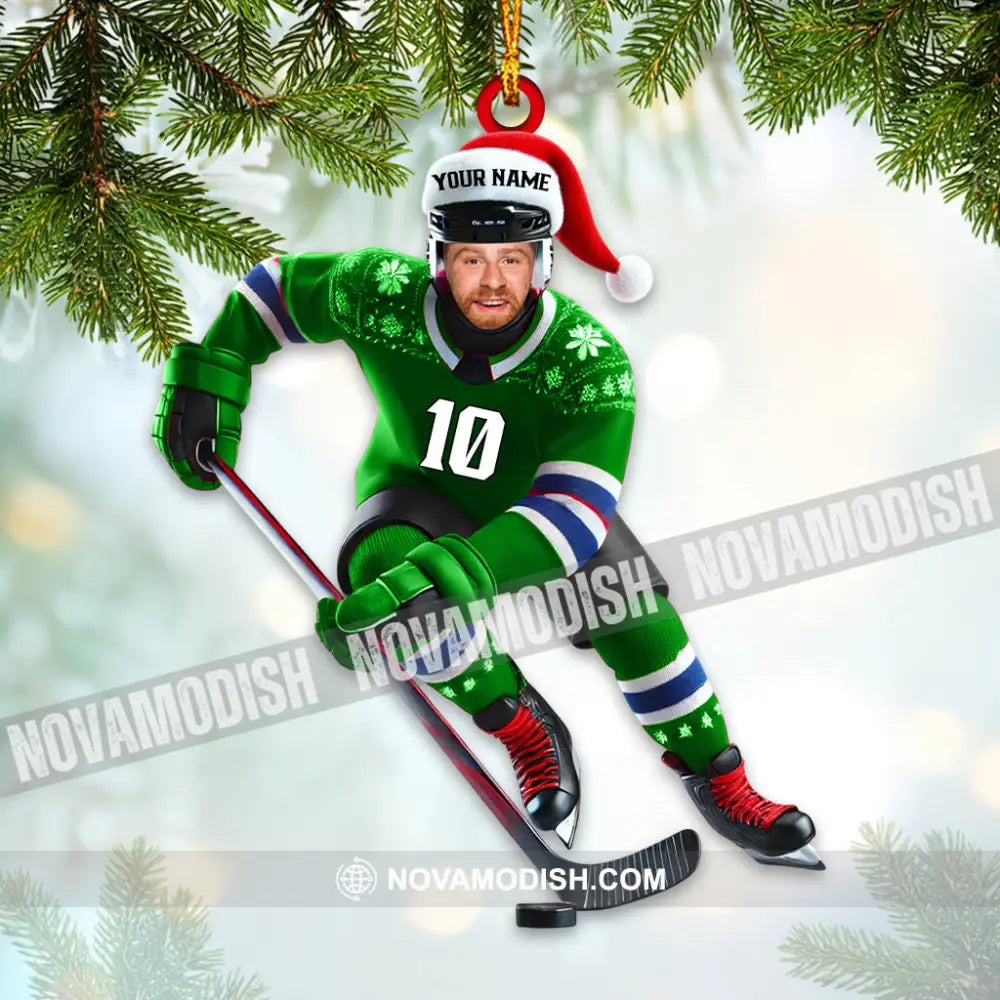 Custom Name And Photo Ice Hockey Ornament Lover Christmas Gift