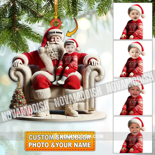 Custom Name And Photo Santa Ornament Baby Christmas