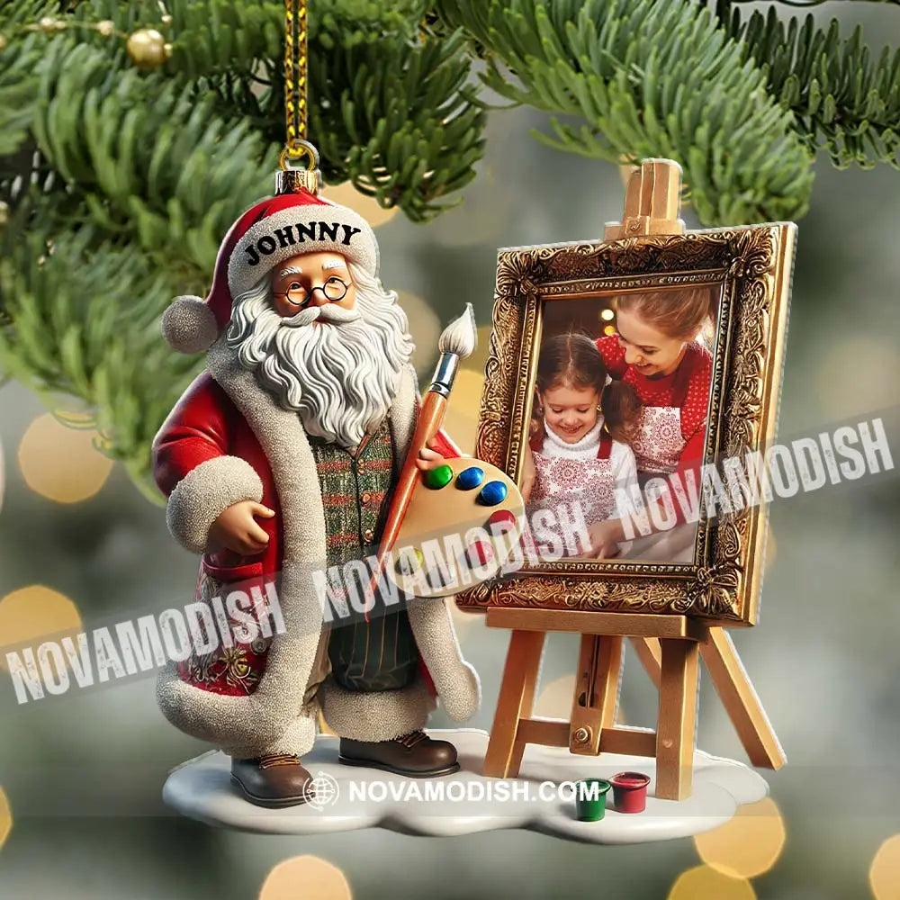 Custom Name And Photo Santa Ornament Christmas Gift For Family