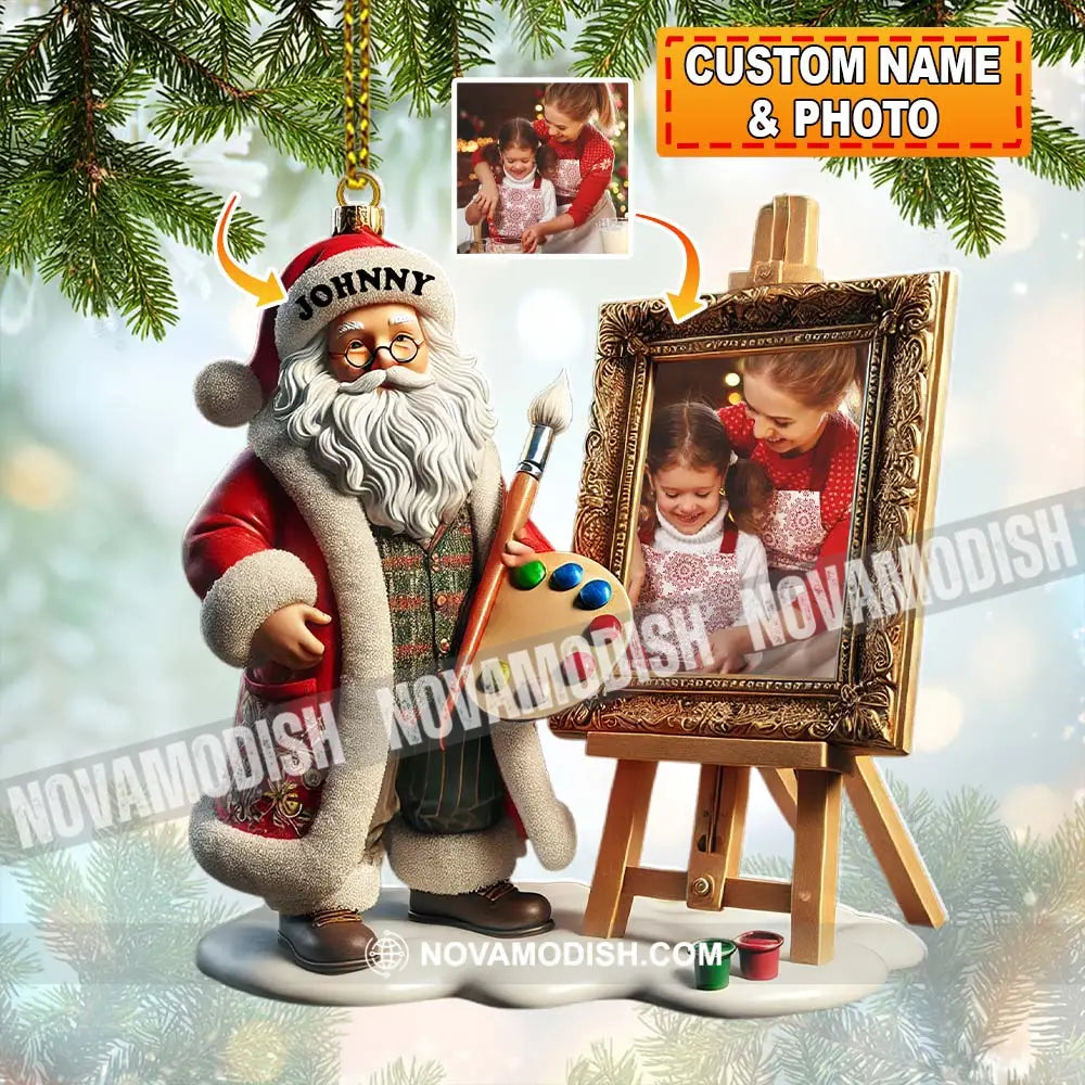 Custom Name And Photo Santa Ornament Christmas Gift For Family