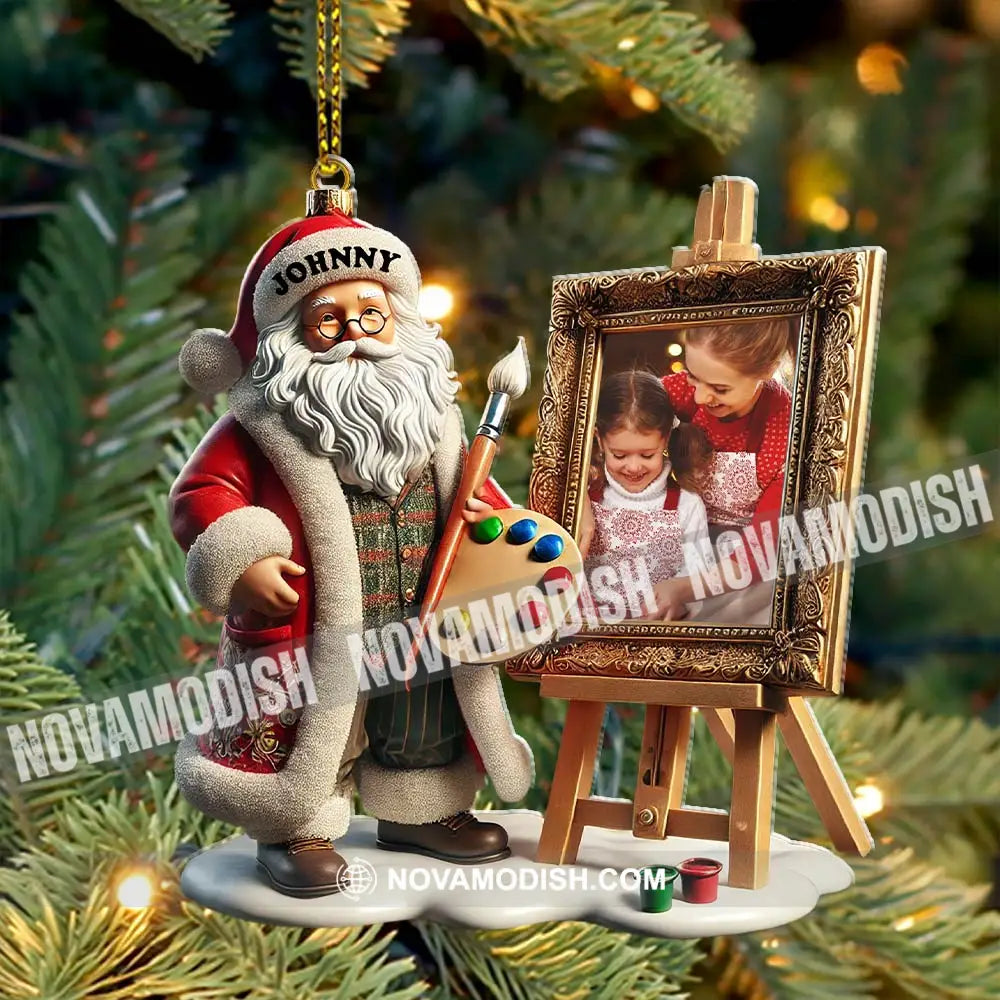 Custom Name And Photo Santa Ornament Christmas Gift For Family