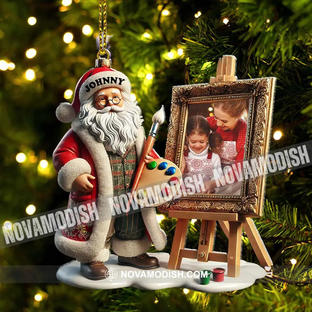 Custom Name And Photo Santa Ornament Christmas Gift For Family