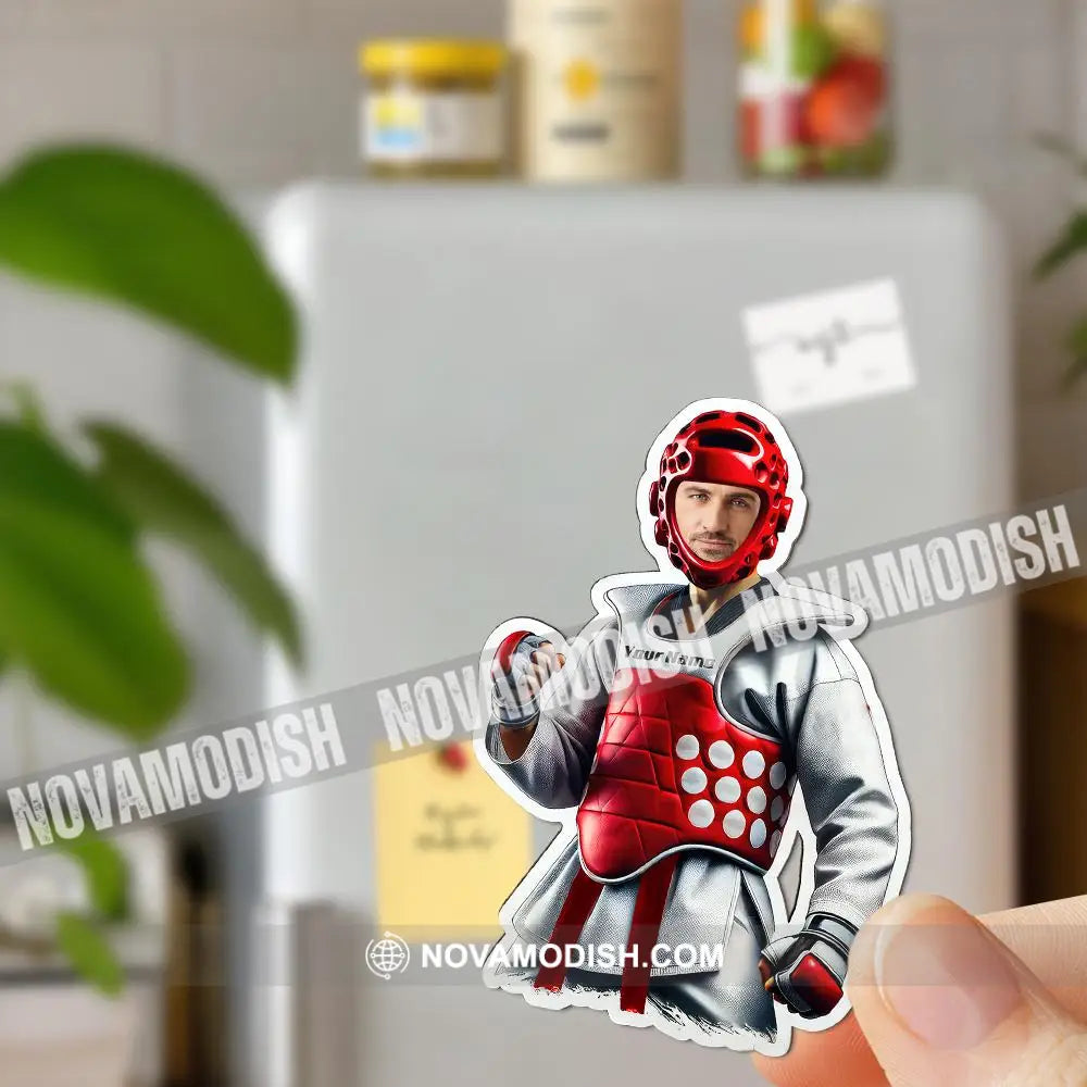 Custom Name And Photo Taekwondo Fridge Magnet Gift For Lover