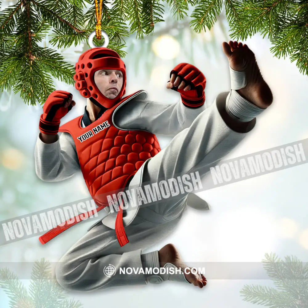 Custom Name And Photo Taekwondo Ornament Christmas Gift