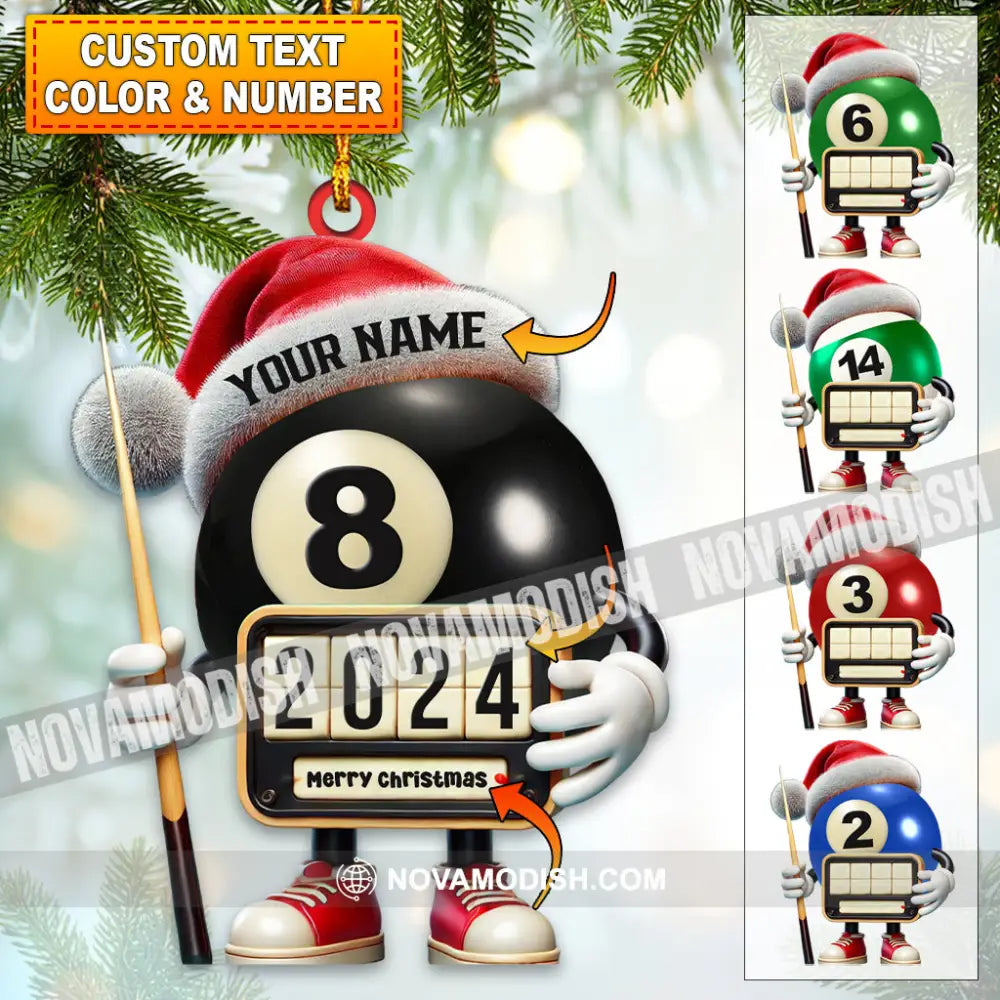 Custom Name And Year Billiard Ornament Lover Christmas Gift