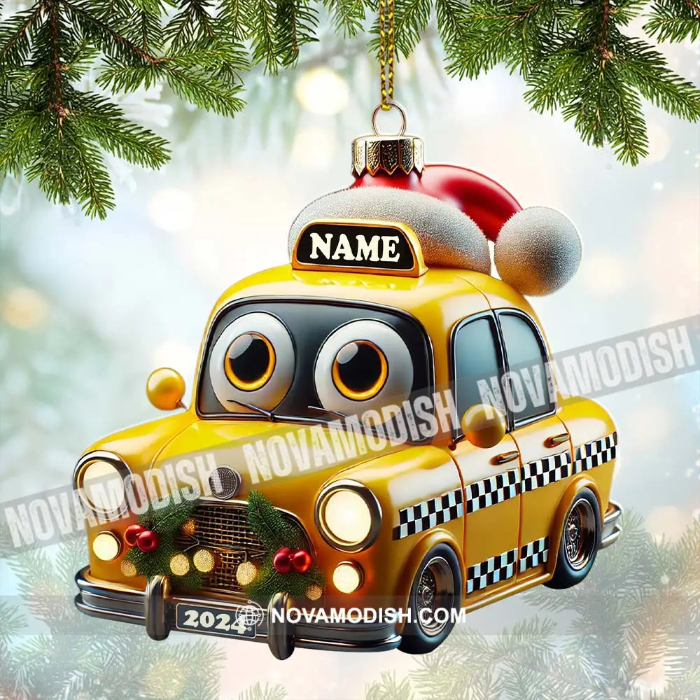 Custom Name And Year Christmas Car Ornament Gift 3.54’’ / 1