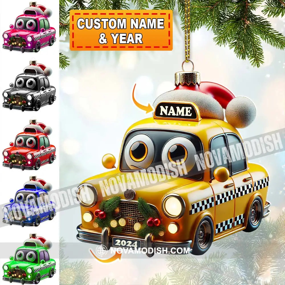 Custom Name And Year Christmas Car Ornament Gift