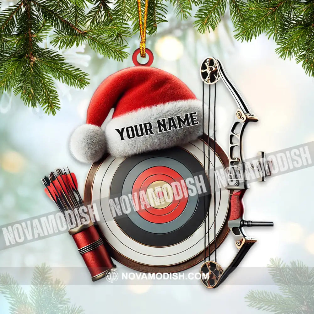 Custom Name Archery Santa Ornament Christmas Gift 3.54’’ / 1