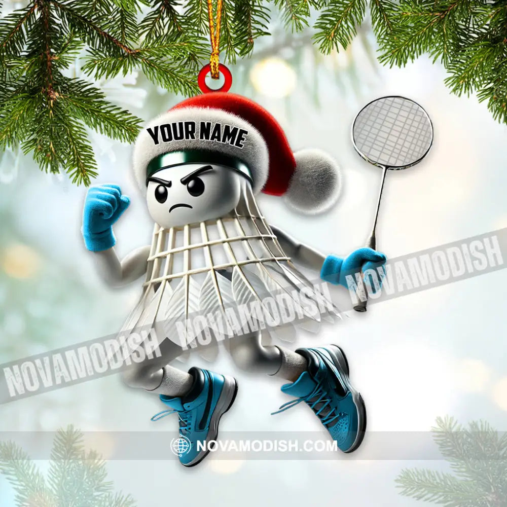 Custom Name Badminton Ornament Christmas Gift Decoration 3.54’’ / 1