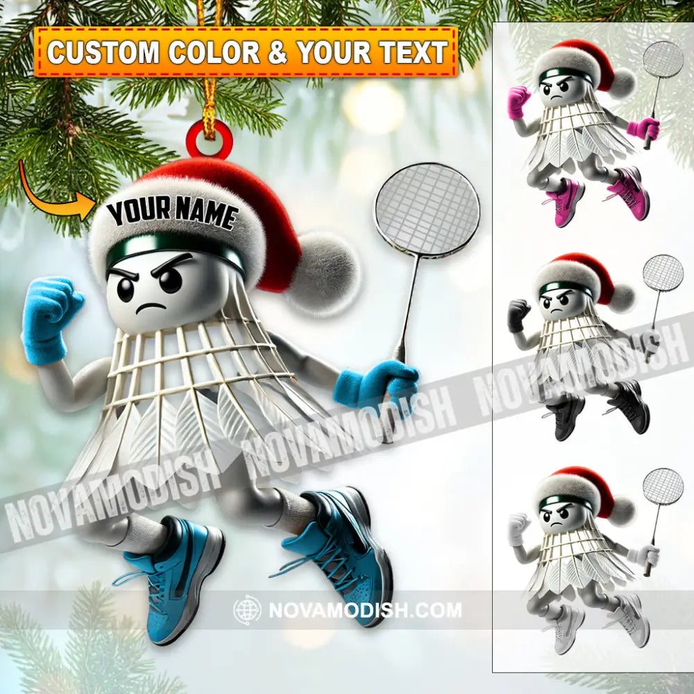 Custom Name Badminton Ornament Christmas Gift Decoration