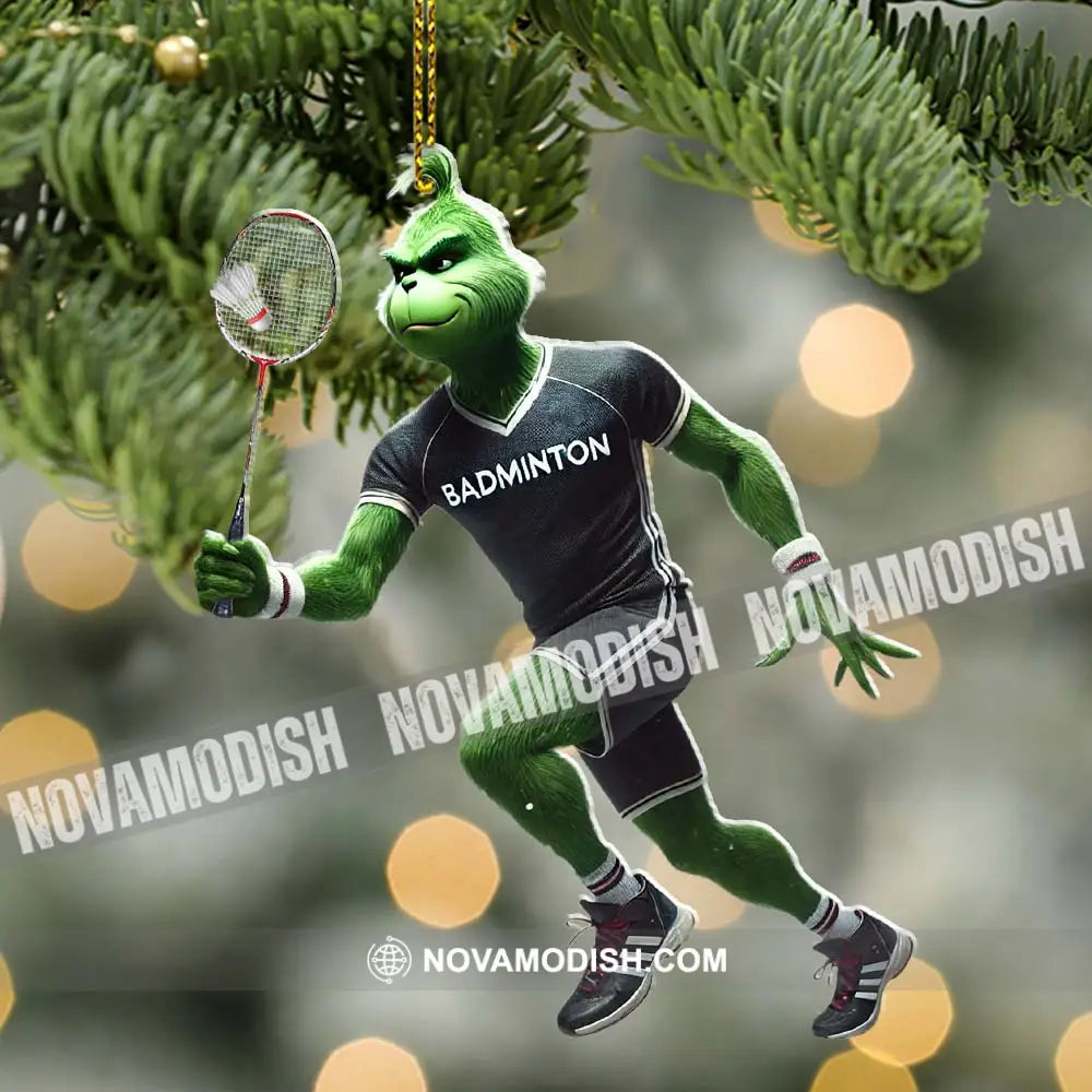 Custom Name Badminton Ornament Grinch Christmas Gift Decoration