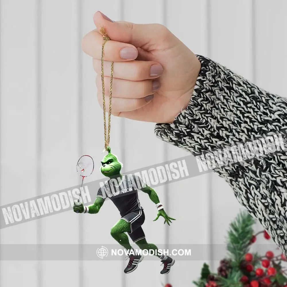 Custom Name Badminton Ornament Grinch Christmas Gift Decoration