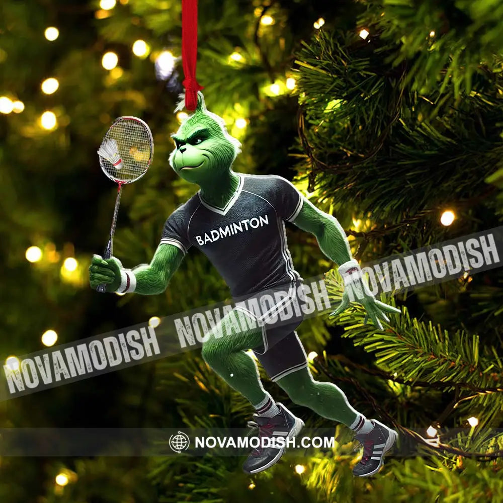 Custom Name Badminton Ornament Grinch Christmas Gift Decoration