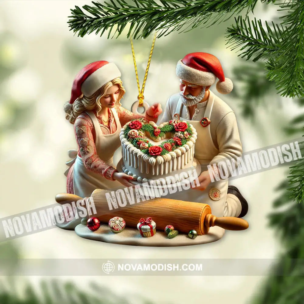 Custom Name Baker Couple Ornament Lover Christmas Gift 3.54’’ / 1